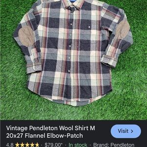 Vintage Pendleton Men's Plaid Flannel Shirt - Gray and Cream